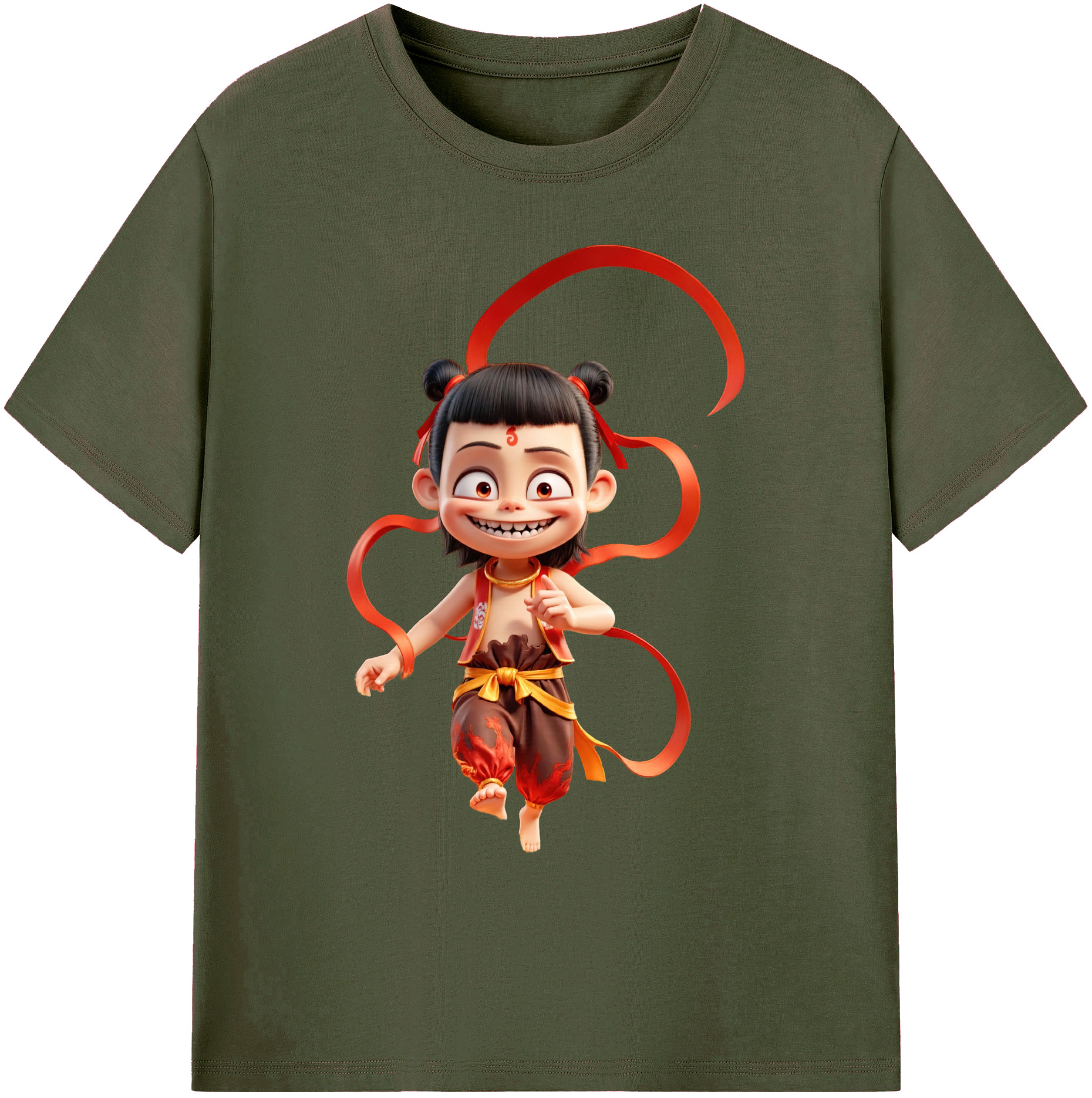 （画像用） Ne Zha 2 ナタ 魔童の大暴れ 綿100％ メンズ半袖Tシャツ｜肌触りやわらか＆通気性